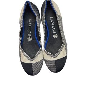 Rothy’s the flat captoe black and white shoes size 8